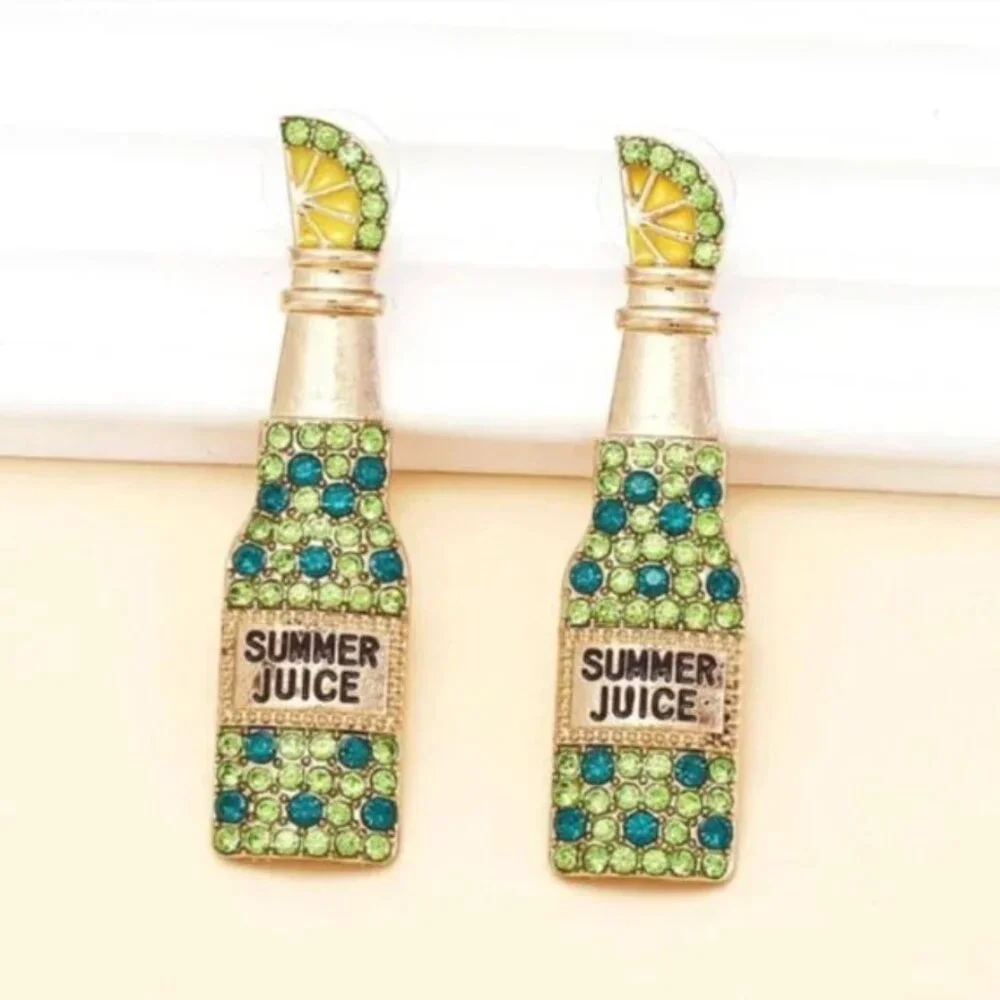 ⭐️❤️FREE Summer Juice Rhinestone Tequila Lime Party Chic Girly Glam Hip Earrings